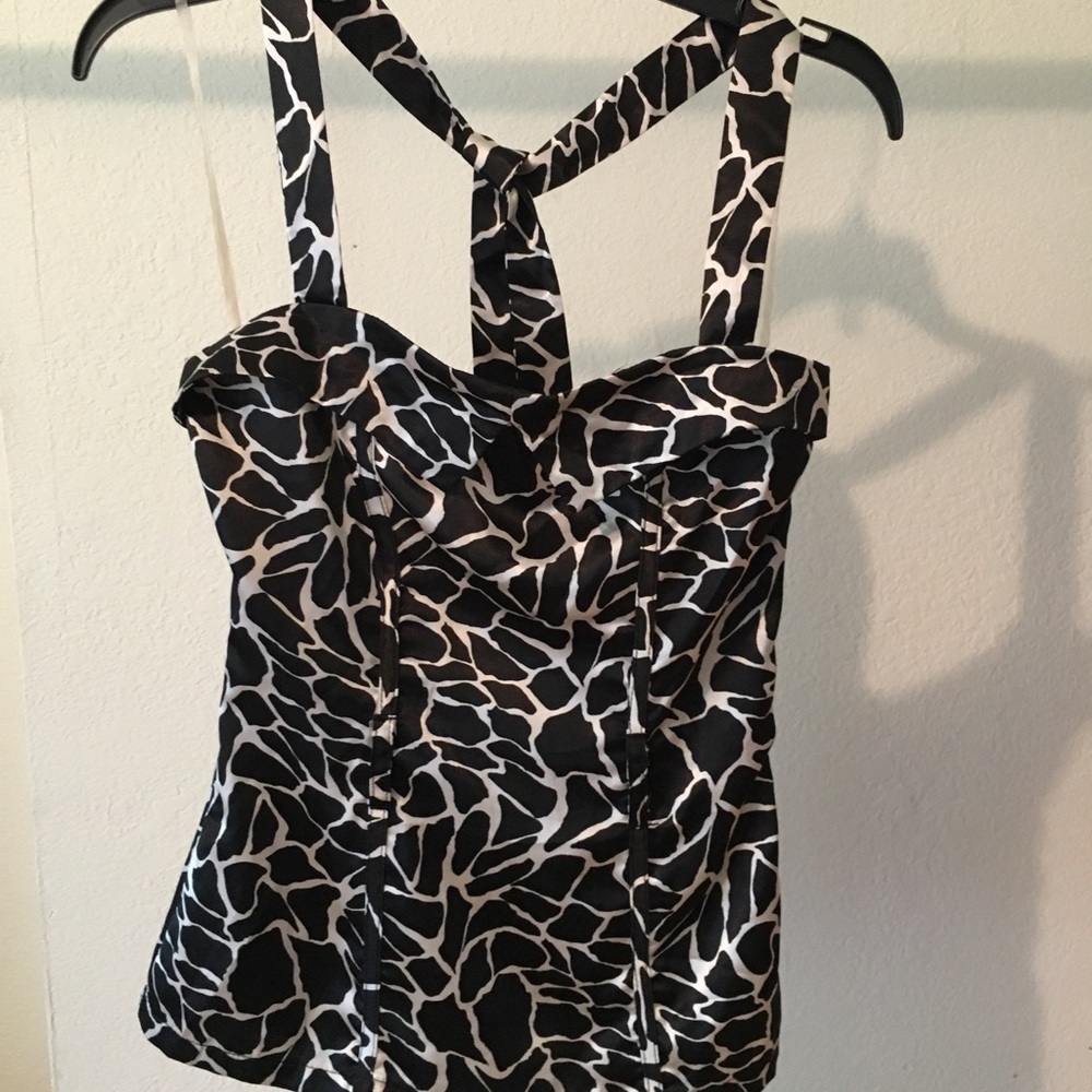 Small Black and white silk halter top